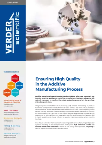 Ensuring high quality in the additive manufacturing process