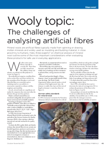 Chemical analyses for classification of artificial mineral wool